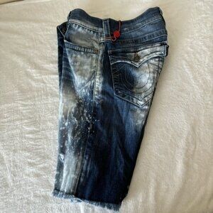True Religion Ricky Relaxed Straight Distressed Shorts, size 28